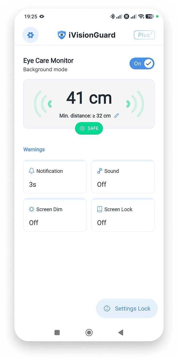 iVisionGuard detecting safe and danger viewing zones on screen